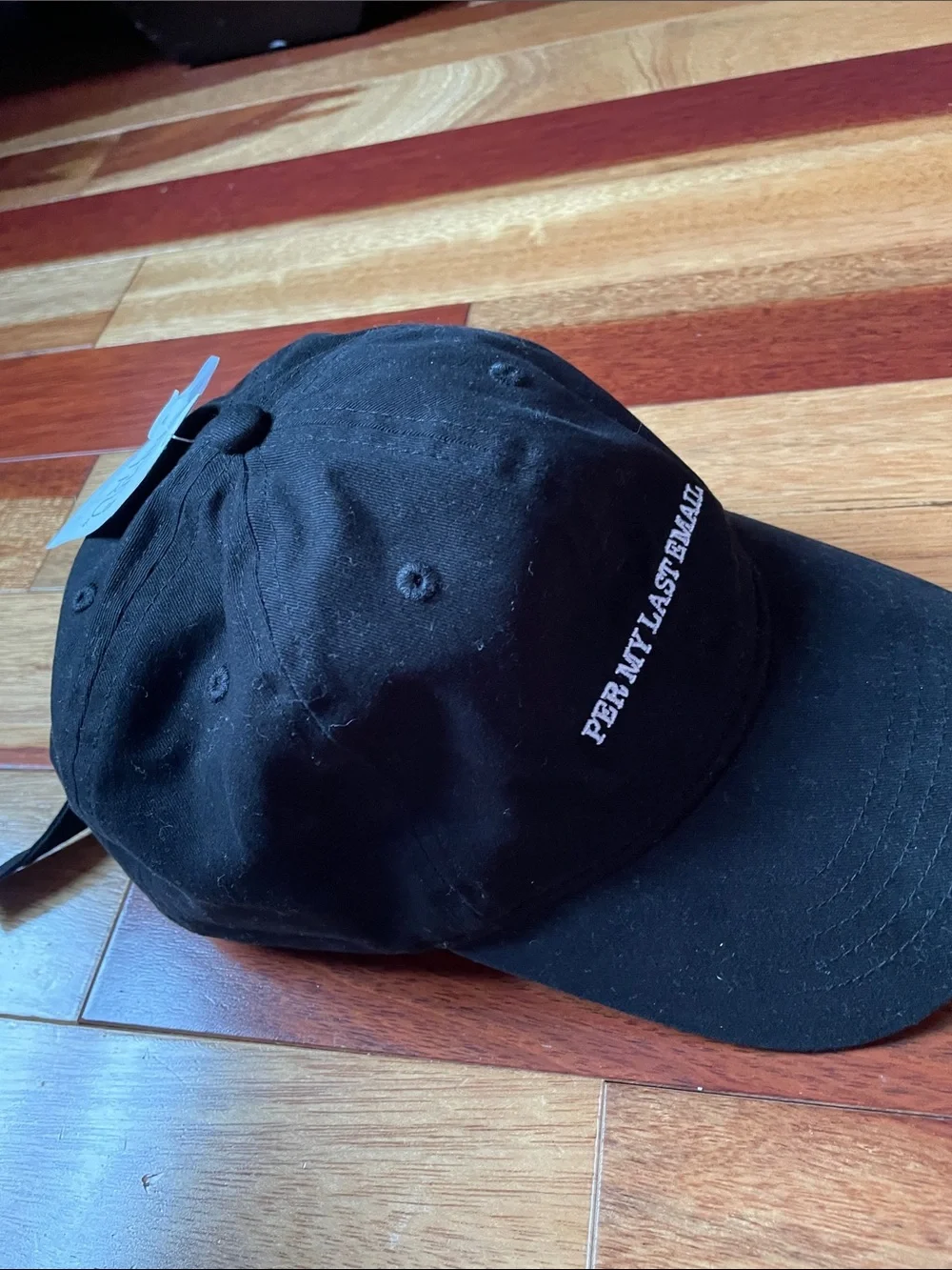 Time and Tru Black Baseball Cap with White Embroidered Text